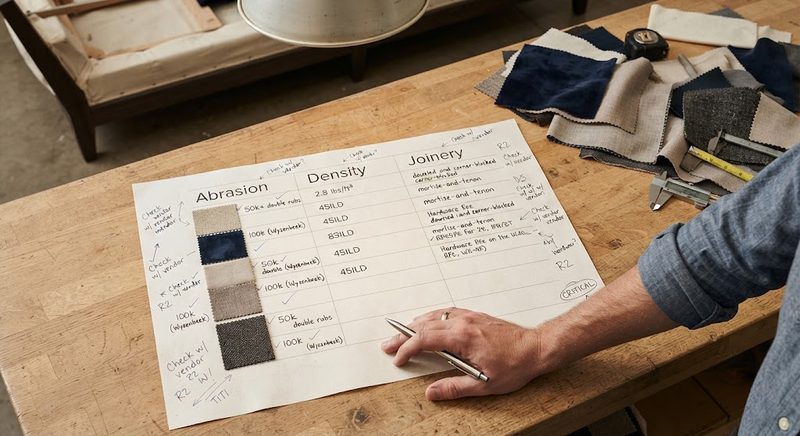 Fabric Rub Count, Foam Density, and Frame Joinery: A Buyer's Translation Guide