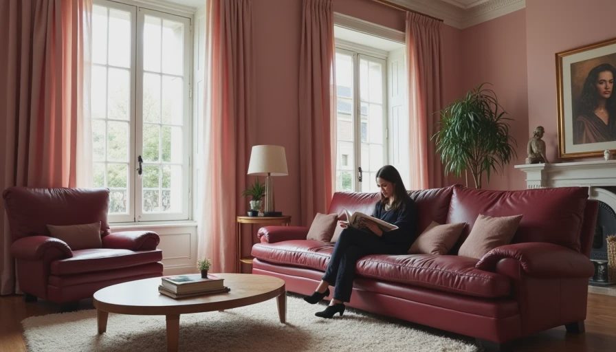 Visual context for leather sofa