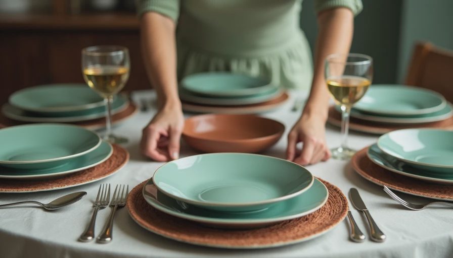 Illustration for dining table set for 6