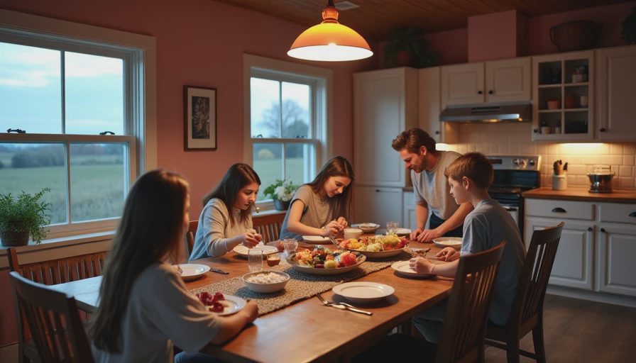Visual context for farmhouse dining table