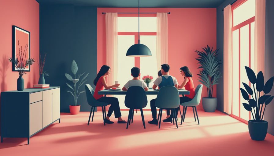 Visual context for modern dining table